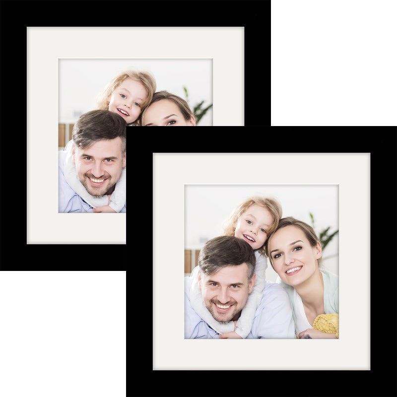 WUTL Picture Frames 6x6 2 Pack Made of Solid Wood Black for Wall Mounting and Tabletop Display - Image 1